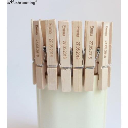 Large Wooden Clothespins Custom Laser Engraved Wood Craft Clips7.2cm Clothes Pins Home Decoration 50