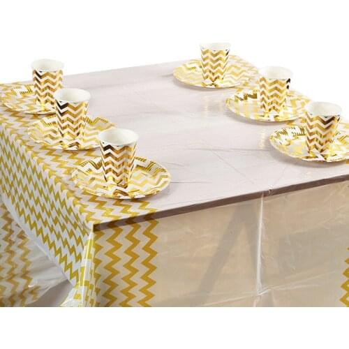Gold Striped Paper Plate Cups Napkin for Kids Birthday Baby Shower Party Decoration Supplies Wedding Disposable Tableware