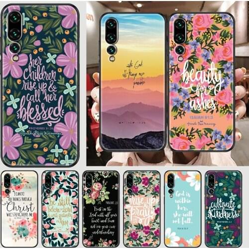 Bible Verse Jesus Christ Christian Phone case For Huawei P Mate P10 P20 P30 P40 10 20 Smart Z Pro Lite 2019 black luxury funda