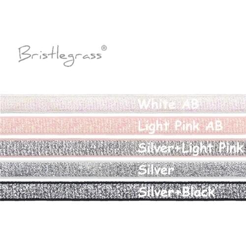 BRISTLEGRASS Combo 5 Yard 3/8" 10mm Metallic Glitter Non-foldover Elastics Spandex Bands Shoulder Bra Strap Lingerie Sewing Trim
