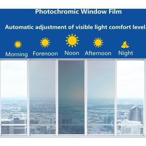 SUNICE 50*152cm Car Photochromic Sun Control Film, VLT 75%~20% Color Changing Solar Tint Film, Window Shades Auto Home Tinting