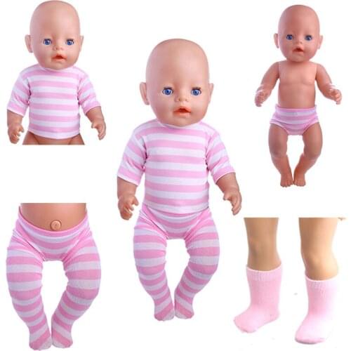 T-shirt + Leggings + Panties + Socks Fit 18 Inch American Doll & 43-45 cm Baby Reborn Doll Clothes,Girls Toys,Our Generation
