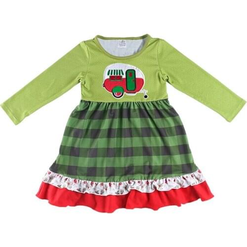 Kaiya Angel 2018 New Design Baby Girls Dress Long Sleeve Applique Top With Plaid Bottom Priness Fall Boutique Clothes For Party