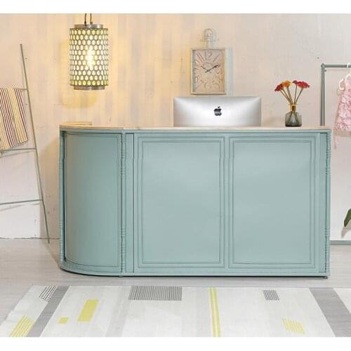 Cashier desk. Shop small front desk. Reception desk. Counter. Simple modern beauty salon hair dressing milk tea shop