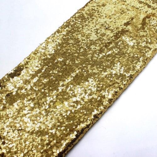 Sequined Lace Fabrics For Dress Gold Allover Embroidered Fabric Sequins Table Cloth 132cm