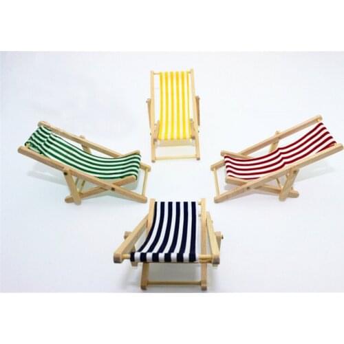 Miniature For Barbie Dolls House Color In Green Pink Blue 1:12 Scale Foldable Wooden Deckchair Lounge Beach Chair For Lovely
