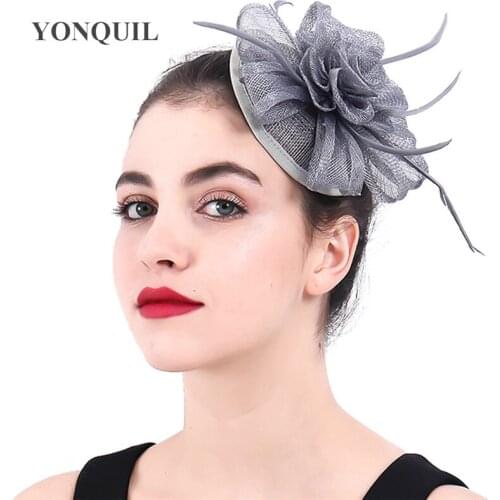 Sinamay Yarn Fashion Headpiece Headband Bride Wedding Mariage Fascinator Hat Ladies Derby Linen Chapeau Cap Party Dinner Fedora