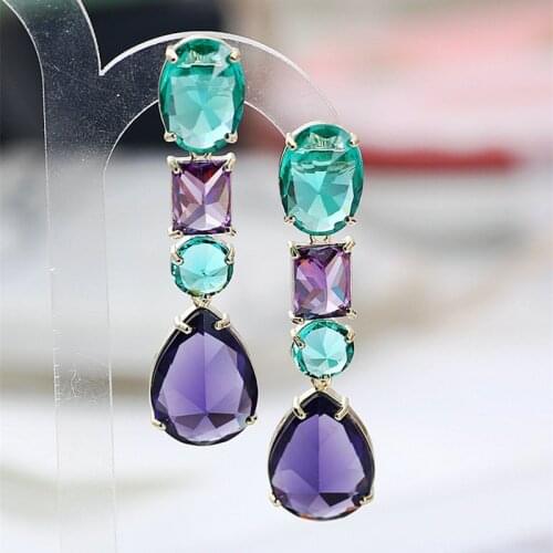 Bilincolor green and purple cubic zircon fashion earring for women