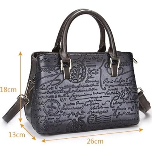 New Versatile Chinese Style Recreation Chic Large Capacity Cowhide Womens Handbags Brand High Quality Luxury Shoulder Bags