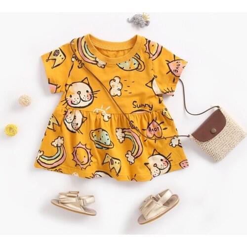 Melario Newborn Baby Girl Dress Summer Cute Cartoon Cotton Short Sleeve Princess Dresses for Girl Kids Dress Clothes
