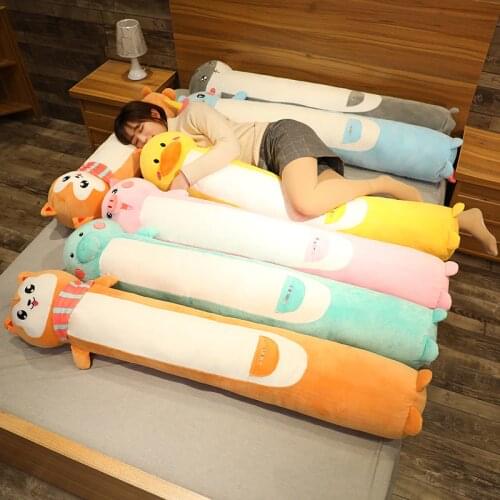 90/130cm Cartoon Animals Plush Sleep Pillows Stuffed Shiba Inu Duck Unicorn Pig Dinosauar Hamster Plush Toys Cute Doll Kids Gift