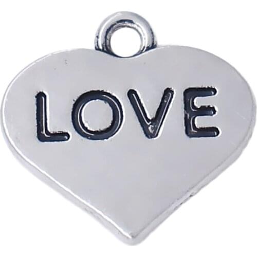 Pop ancient metal heart pendant double-sided engraving LOVE charm man and woman lovers gift jewelry accessories