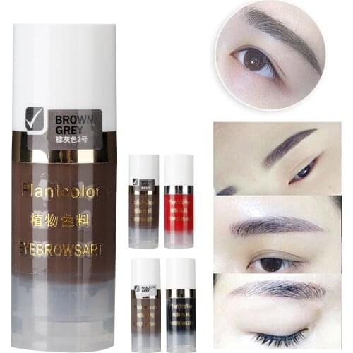 Professional Safe Semi-permanent Eyebrow Lip Eye Tattoo Natural Plant Microblading Pigment Tattoo Ink Makeup Tool 15ml/Bottle