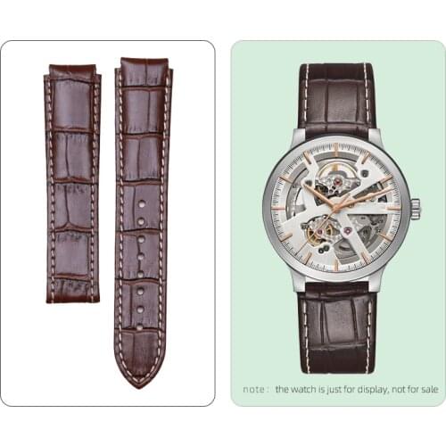 PESNO Suitable for Rado Centrix Genuine Top Layer Leather Watch Bands Calf Skin Leather Black Brown