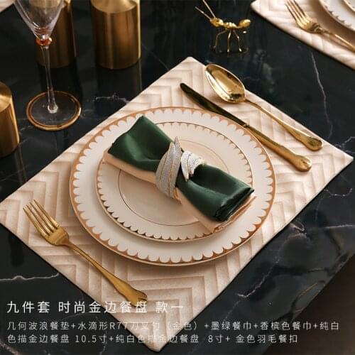 Luxury Nordic Plate Sets Trays Decorative Round Creative Ceramic Salad Dinner Plate Sets Vajilla Melamina Home Tableware DB60PZ