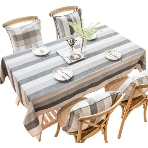 Customizable Linen Cotton Striated Tablecloth,Nordic Rectangular Table Cover,for Kitchen Dinning Tabletop,Coffee Table Decor
