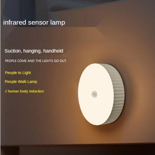 LED Motion Sensor Light Night Light USB Rechargeablemagnet Adsorption Double Color Energy-saving Cabinet Light Wall Lamp