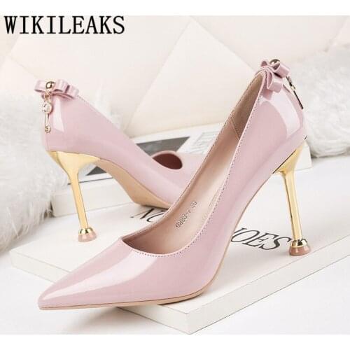 Patent Leather Pumps Women Shoes Fetish High Heels Ladies Shoes With Heels Black Heels Tacones Altos Mujer Sexy Evening Shoes