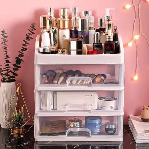 Large Capacity Cosmetic Storage Box Makeup Organizer Jewelry Nail Polish Makeup Container Desktop Drawer Sundries Storage Box