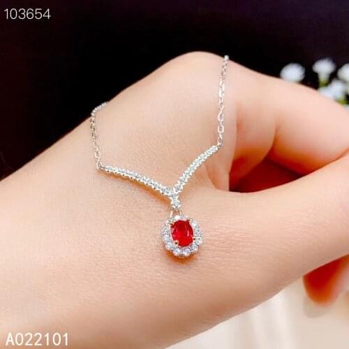KJJEAXCMY fine Jewelry 925 Sterling Silver Natural Ruby Girl luxury Pendant Necklace Support Test Chinese style hot selling