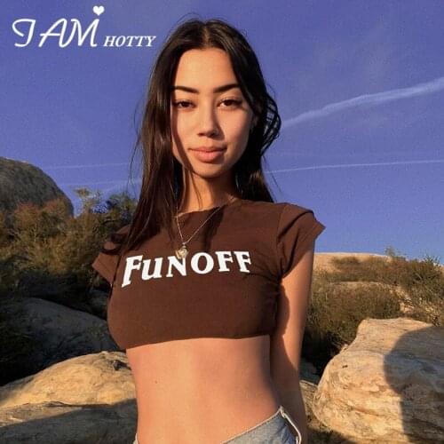 Sexy Street Style Letter Print y2k T-shirt Women Harajuku Basic Short Sleeve Casual Crop Top Tee Summer 2021 Fitness 90 Iamhotty