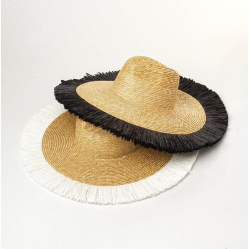 2020 New Classical Fringed Wheat Straw Hat Wide Brim Jazz Hat Beach Hat Women Sun Hat Holiday Outdoor Summer Kuntucky Derby Hat