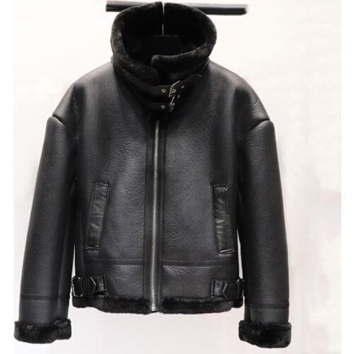 Brazil Style Winter Fur Lined Jackets and Coats ThicK Warm Artificial Fur Leather Coats Woman Imported Streetwear Female A881