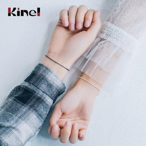 Kinel 925 Sterling Silver Fashion Bracelets For Women Minimalist Party Wedding Birthday Silver 925 Couple Bracelet Jewelry Gift