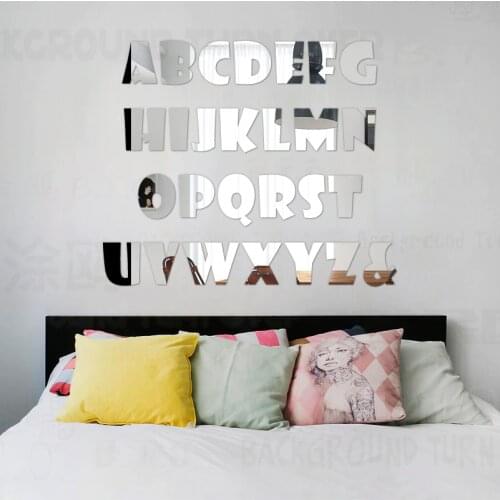 1pc Mirror Sticker Bathroom Decor Room Decoration Wall Font Name Letters Alphabet (The price is only one letter) R258