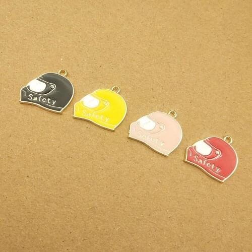 10pcs 18x20mm enamel helmet charm for jewelry making cute earring pendant bracelet necklace charms