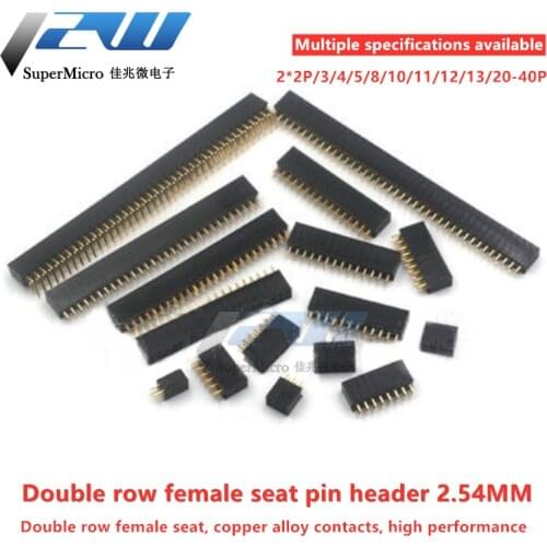 10 Pcs 2.54mm Double Row Straight Female 2-40P Pin Connector 2x 2/3/4/5/6/7/8/9/10/12/14/16 / 18/20/25/30 / 40Pin Looper
