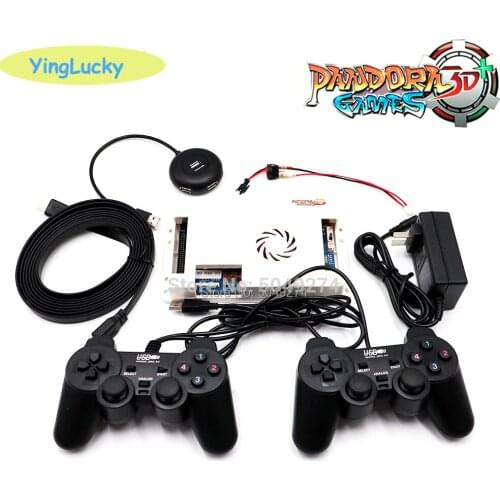 160 Pcs 3D games Pandora 4018 Retro video games PCB Board + 2 pcs Gamepad + USB splitter + HDMI Cable + power adapter switch set