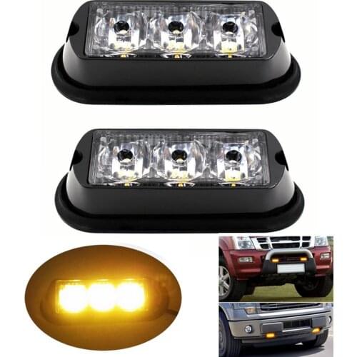 2pcs 3 LED DRL Strobe Flash 12V 24V 16 Modes Car Emergency Beacon Warning Light Bar Headlight Day Light Universal fit Truck SUV