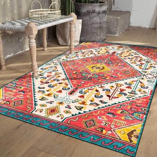 200x300cm Retro Turkish Exotic Ethnic Style Red and White Multicolor Living Room Bedroom Bedside Carpet Floor Mat Customization