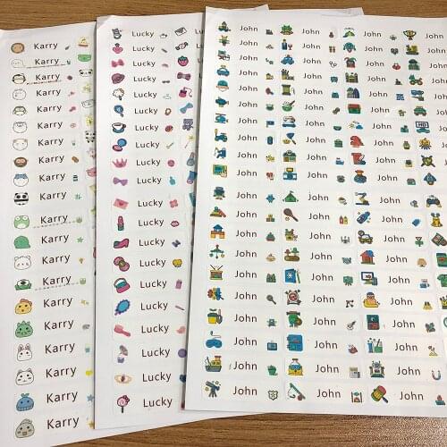 80Pcs Pen Sticker Cartoon Custom Name Stickers Boy Girl Personalised Waterproof Label For School Stationery Scrapbook Decal Tags