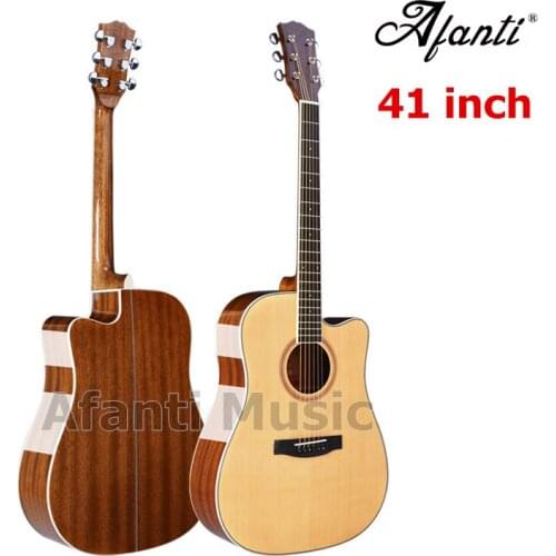 Afanti Music high quality 41 inch Solid Spruce top / Sapele Back & Sides Acoustic guitar (WY-070)