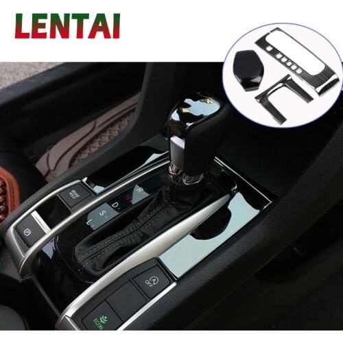 Auto Car Styling Sticker For Honda Civic 2018 2019 10th 2016 2017 Accessories Stainless Steel Gear Shift Knob Panel Frames Strip