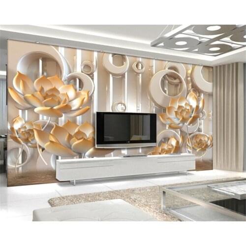 Beibehang High quality embossed stereo lotus TV background wall wall paper home decor papel de parede floral 3d wallpaper