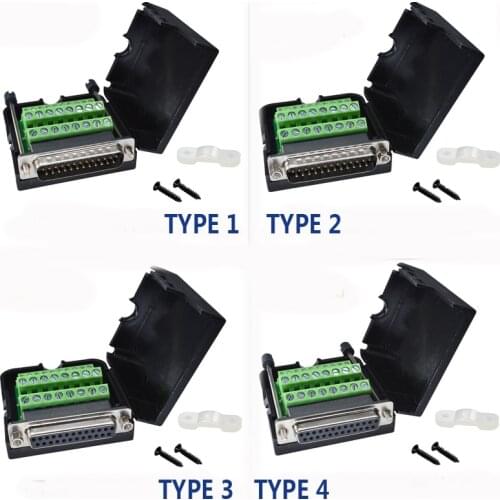 D-SUB DB25 Male 25Pin Plug Breakout PCB Board 2 Row Terminals Connectors DB25 Female 25pin Jack AQJG