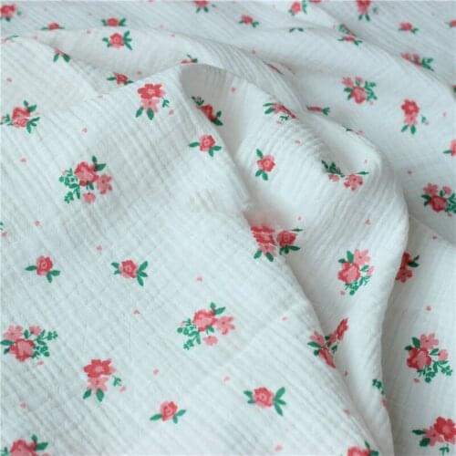 Floral Printed Cotton Fabric DIY Crepe Fabric Patchwork Sewing Material Skirt Garments Blanket Handmaking Fabric Cotton