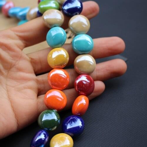 20Pieces 16mm*15mm*10mm Round Flat Shape Ceramic Beads Multi-color for Bracelet Necklace Earrin jewelry making DIY Accessoires