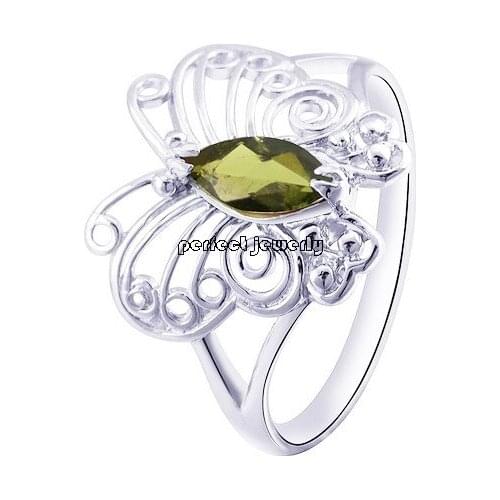 Per jewelry Natural real tourmaline butterfly style ring Free shipping 925 sterling silver 0.5ct gemstone #C972210