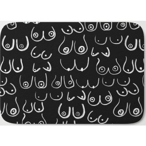 Boobs Pattern Black and White Feminine Art Bath Mat Kitchen Bedroon Floor Mat Home Entrance Rugs Kids Prayer Mat 40*60cm