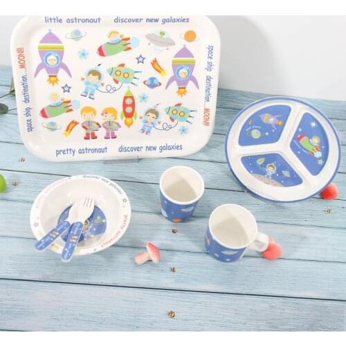 Creative cartoon baby tableware dinner plate dishes spoon set children feeding food imitation porcelain light and portable