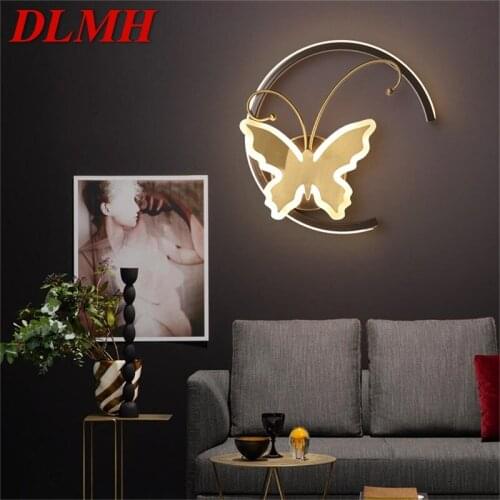 DLMH Nordic Creative Wall Sconces Copper Lamp Contemporary Butterfly Shade LED Light For Home