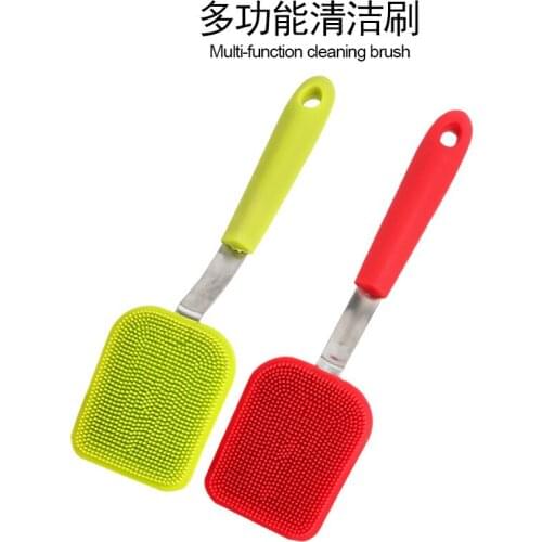 Kitchen Gadgets Hanging Multi-Functional Silicone Cleaning Brush Kitchen Going to Oily Dishwashing Brush Handle Washing Pan