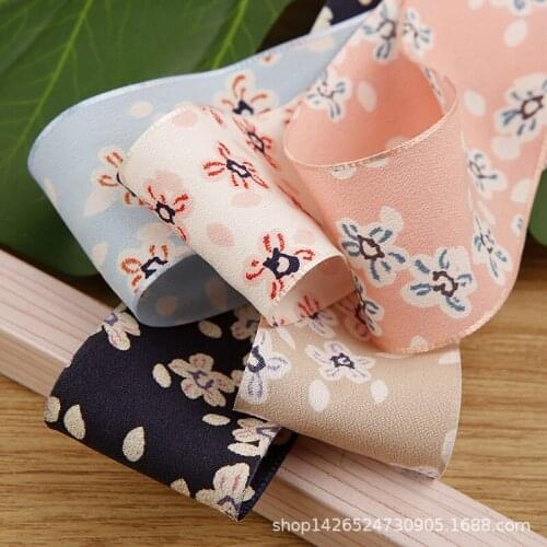 2 yards Polyester Floral Printed Ribbon for diy Hairwear Bows Gifts Flowers Packaging Ribbons Clothing Accessories