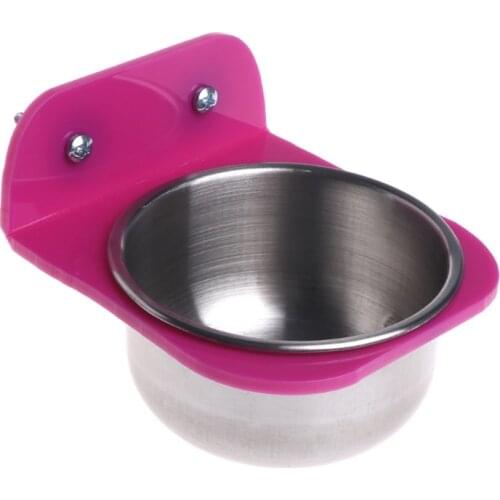 Stainless Steel Food Water Bowl Bird Feeder For Crates Cages Coop Dog Parrot Pet