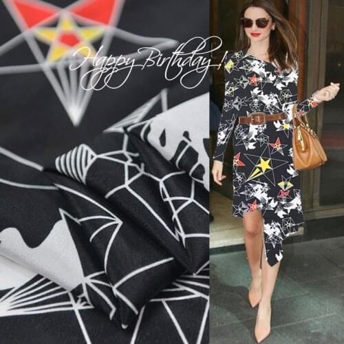 Fashion geometric design pure silk crepe de chine fabric fit for women girl dress,SCDC1345