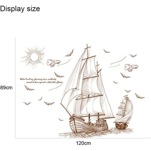 Cartoon Pirate Ship Sailing Wall Stickers for Kids Rooms Boys Removable Vinyl PVC Decal DIY Art Home Decor